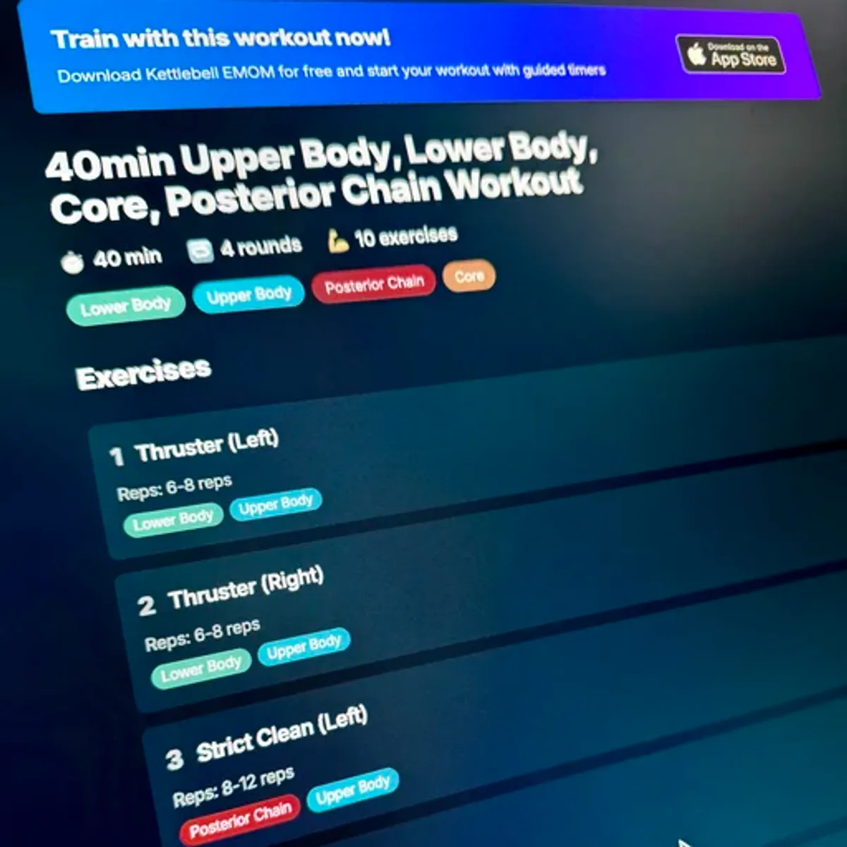 And this is what workout sharing looks like in Kettlebell EMOM Builder v1.5.0