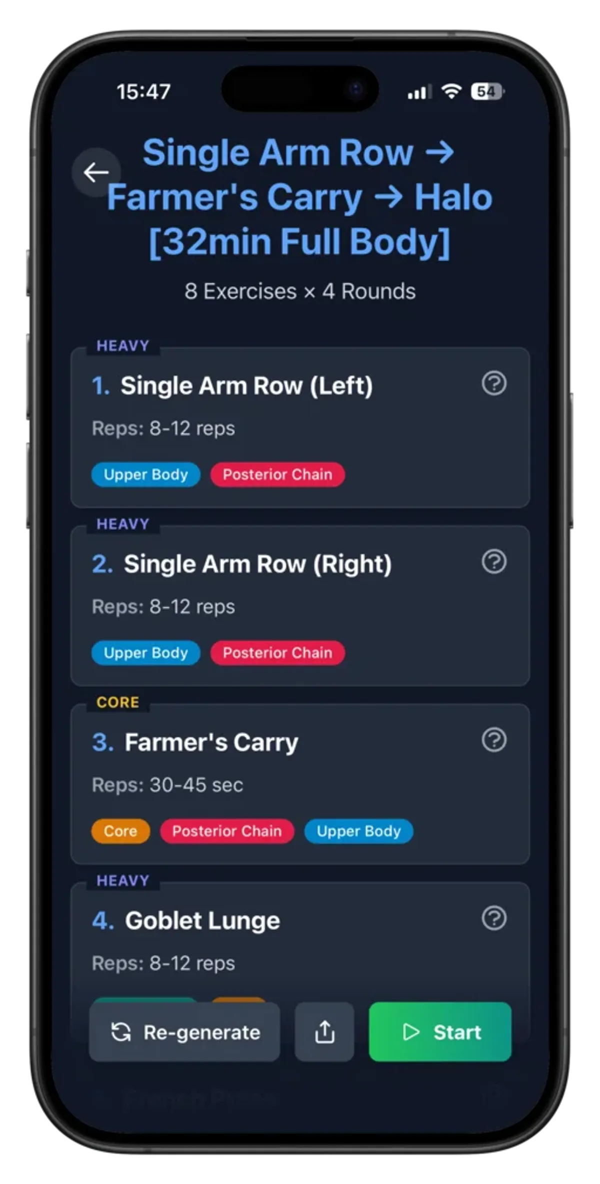 Generating a back-safe workout in version 2.0.0